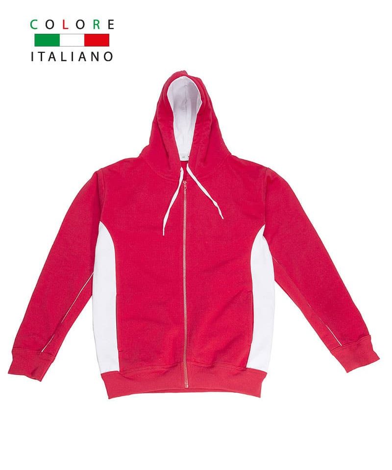 Felpa-bicolore-con-cappuccio-Colore-Italiano-MI801-rosso-bianco