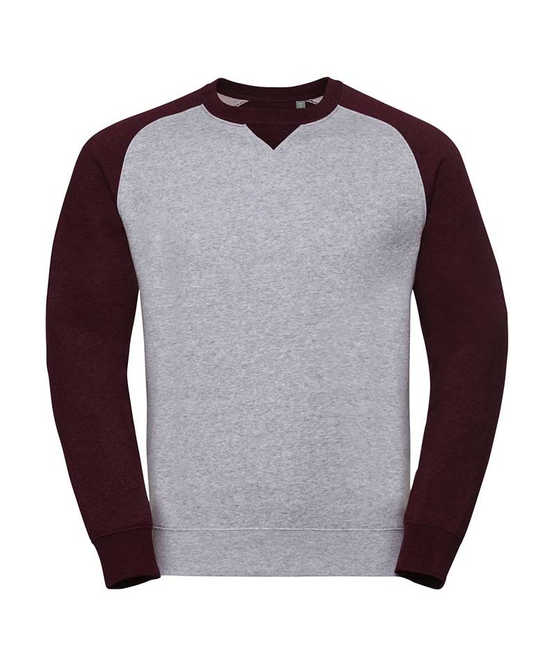Felpa-uomo-doppio-colore-con-maniche-raglan-Russell-JE264M-grigio-bordeaux