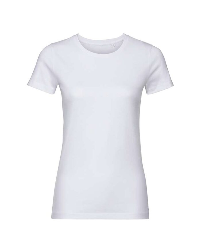 T-shirt-Donna-con-nastro-spalla-cotone-russell-je108f-bianca