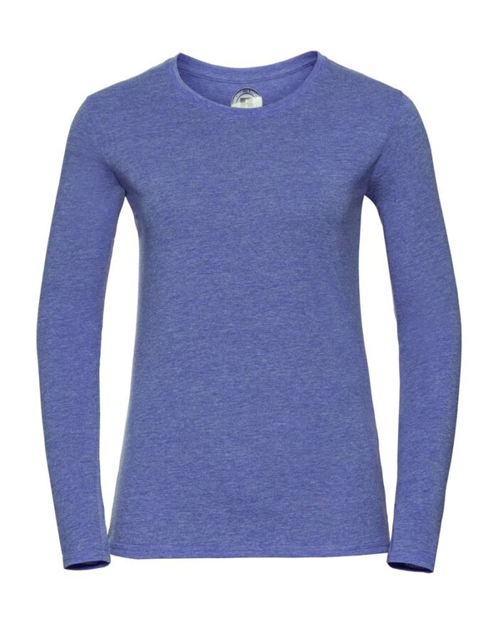 T-shirt-Donna-manica-lunga-girocollo-con-costina-sottile-russell-je167f-azzurro