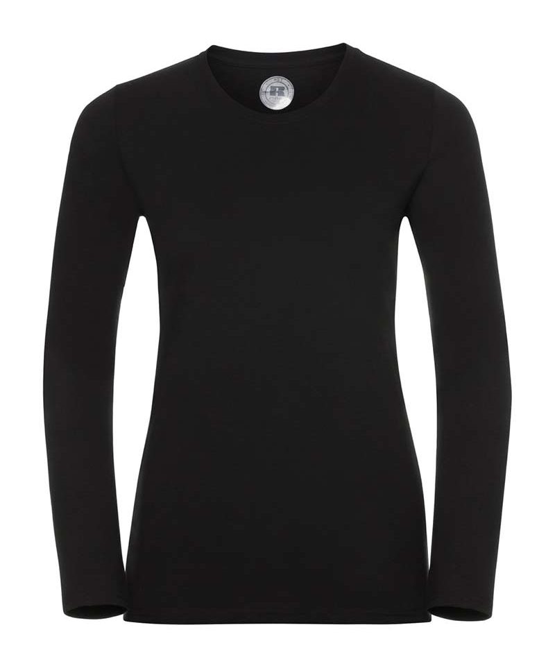 T-shirt Donna manica lunga girocollo con costina sottile Russell JE167F 16 T-shirt-Donna-manica-lunga-girocollo-con-costina-sottile-russell-je167f-nero