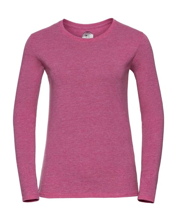 T-shirt-Donna-manica-lunga-girocollo-con-costina-sottile-russell-je167f-rosa