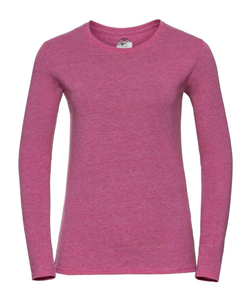 T-shirt-Donna-manica-lunga-girocollo-con-costina-sottile-russell-je167f-rosa