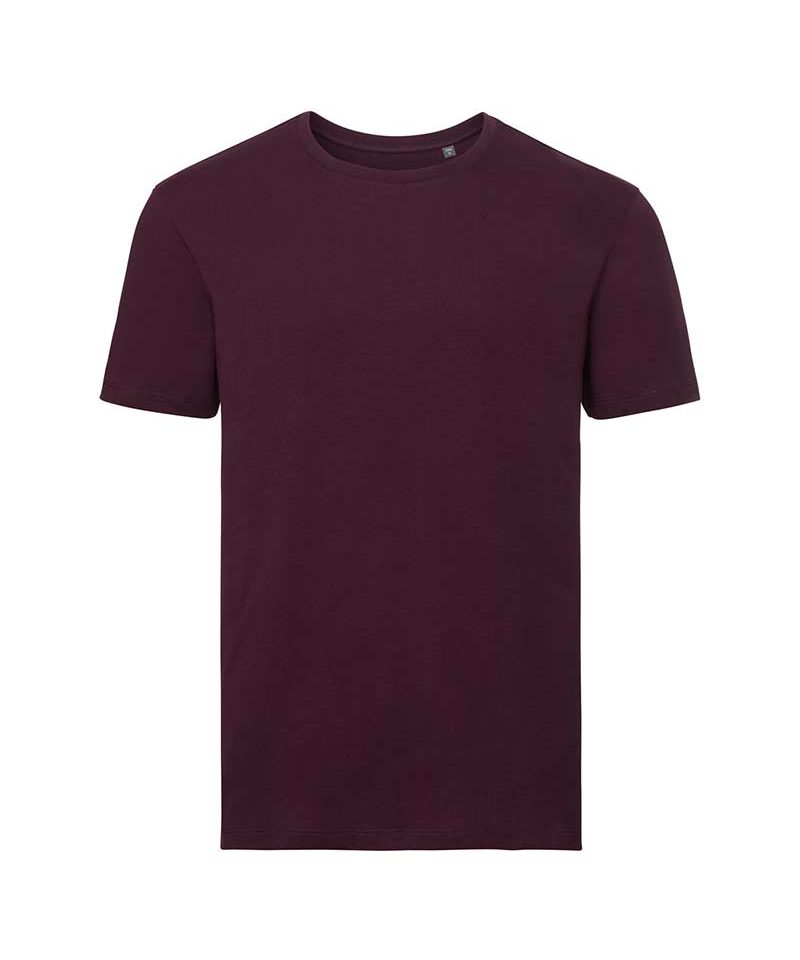 T-shirt Uomo in cotone organico Russell JE108M 16 T-shirt-Uomo-con-nastro-spalla-cotone-russell-je108m-verde-bordeaux