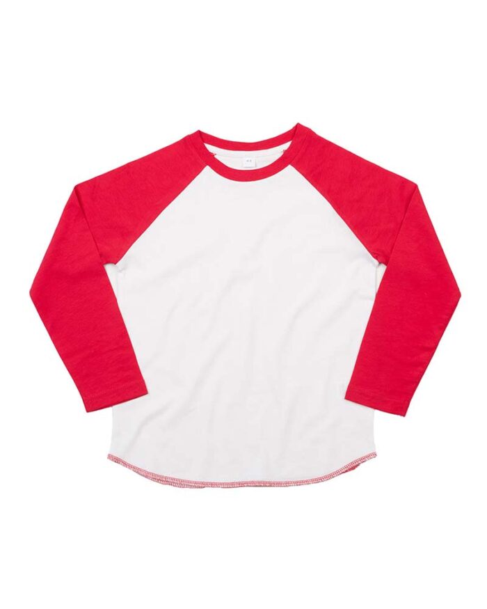T-shirt-bambina-bambino-maniche-lunghe-raglan-bicolore-mantis-mamk16-bianco-rosso