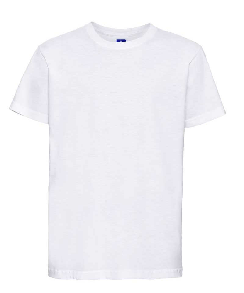 T-shirt Bambino maniche corte nastrino sul collo colletto in maglia a coste Russell JE155B 19 T-shirt-bambino-maniche-corte-nastrino-sul-collo-colletto-in-maglia-a-coste-russell-je155b-bianco