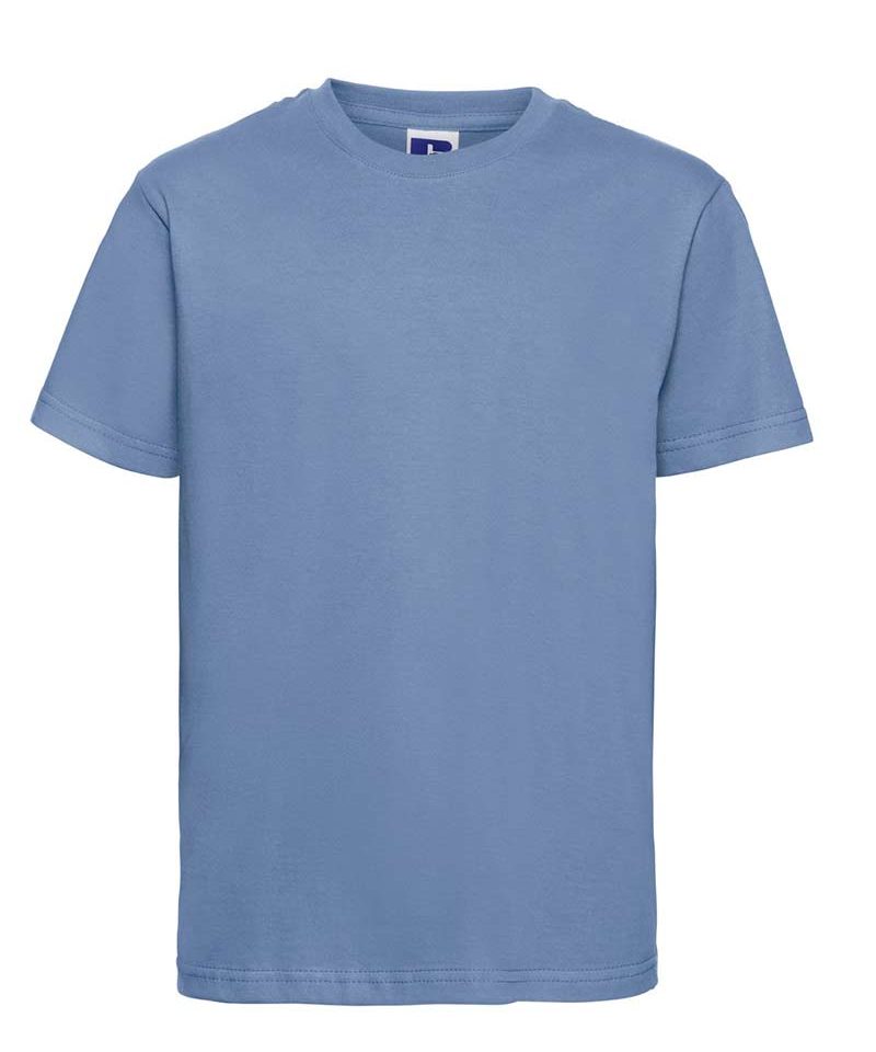 T-shirt Bambino maniche corte nastrino sul collo colletto in maglia a coste Russell JE155B 30 T-shirt-bambino-maniche-corte-nastrino-sul-collo-colletto-in-maglia-a-coste-russell-je155b-celeste-cielo