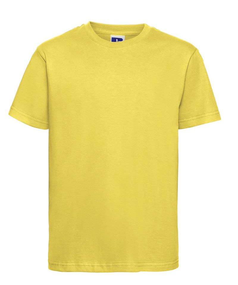 T-shirt Bambino maniche corte nastrino sul collo colletto in maglia a coste Russell JE155B 20 T-shirt-bambino-maniche-corte-nastrino-sul-collo-colletto-in-maglia-a-coste-russell-je155b-giallo