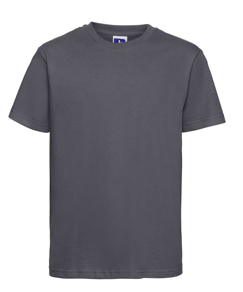 T-shirt Bambino maniche corte nastrino sul collo colletto in maglia a coste Russell JE155B 33 T-shirt-bambino-maniche-corte-nastrino-sul-collo-colletto-in-maglia-a-coste-russell-je155b-grigio
