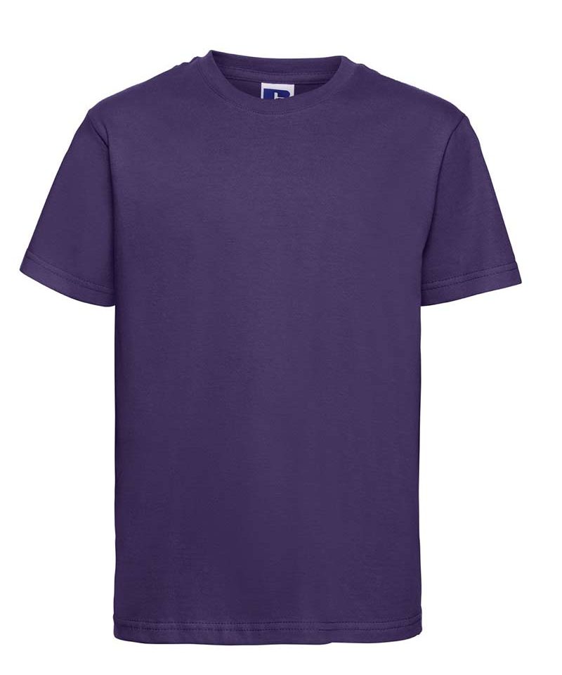 T-shirt Bambino maniche corte nastrino sul collo colletto in maglia a coste Russell JE155B 28 T-shirt-bambino-maniche-corte-nastrino-sul-collo-colletto-in-maglia-a-coste-russell-je155b-porpora