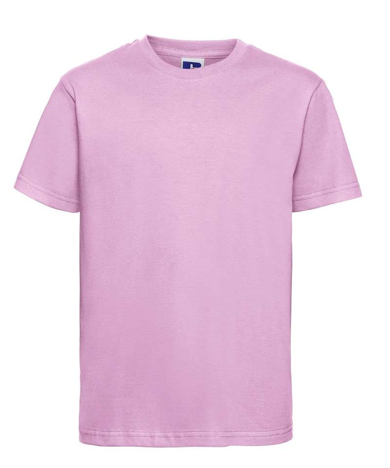 T-shirt Bambino maniche corte nastrino sul collo colletto in maglia a coste Russell JE155B 24 T-shirt-bambino-maniche-corte-nastrino-sul-collo-colletto-in-maglia-a-coste-russell-je155b-rosa-chiaro