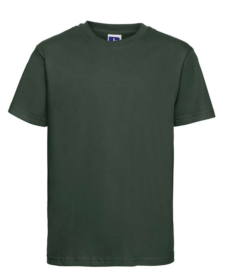T-shirt Bambino maniche corte nastrino sul collo colletto in maglia a coste Russell JE155B 23 T-shirt-bambino-maniche-corte-nastrino-sul-collo-colletto-in-maglia-a-coste-russell-je155b-verde-bottiglia