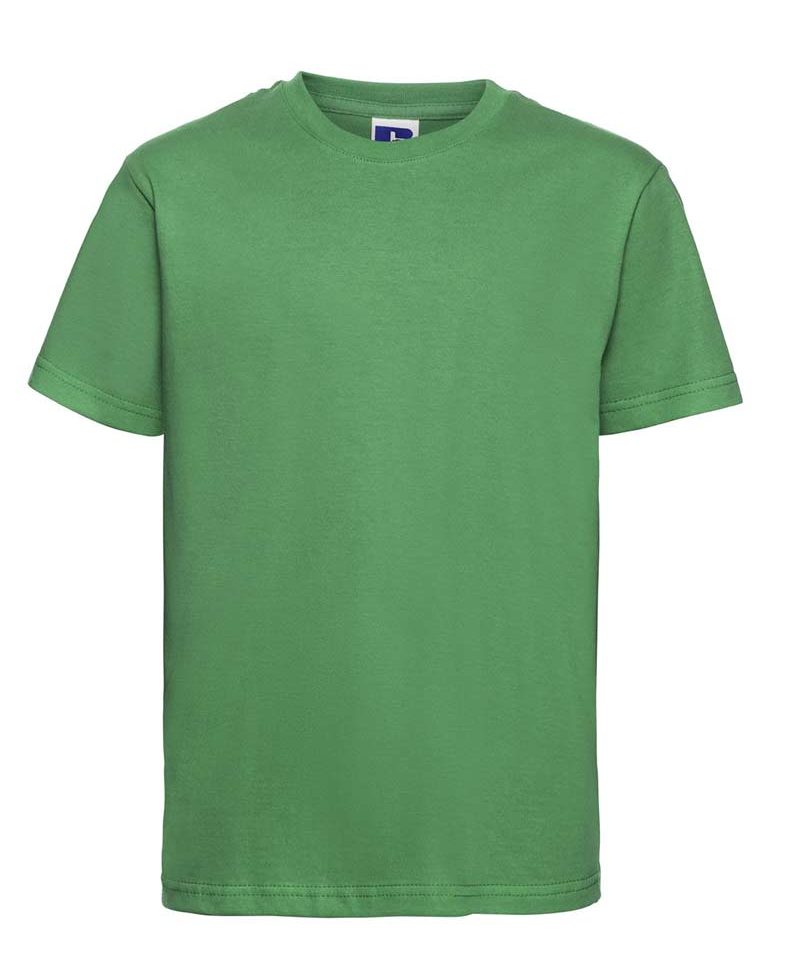 T-shirt Bambino maniche corte nastrino sul collo colletto in maglia a coste Russell JE155B 22 T-shirt-bambino-maniche-corte-nastrino-sul-collo-colletto-in-maglia-a-coste-russell-je155b-verde-mela