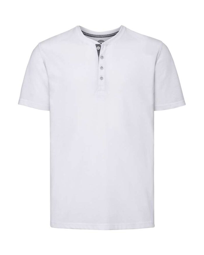 T-shirt-da-uomo-con-cuciture-decorative-abbottonatura-interna-Russell-JE168M-BIANCA