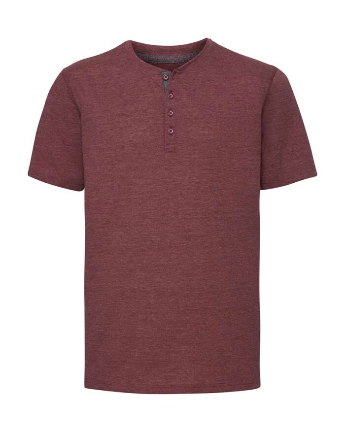 T-shirt-da-uomo-con-cuciture-decorative-abbottonatura-interna-Russell-JE168M-rosso-mattone