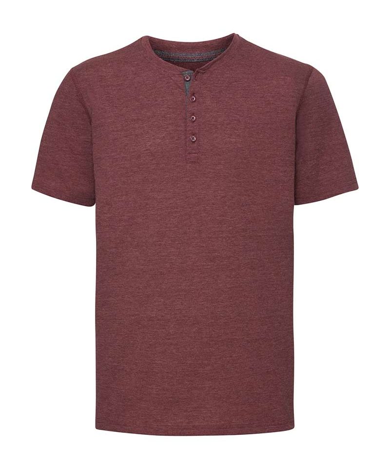T-shirt-da-uomo-con-cuciture-decorative-abbottonatura-interna-Russell-JE168M-rosso-mattone