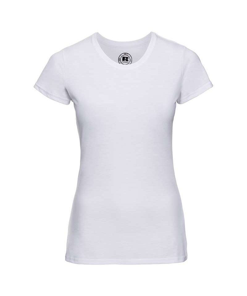 T-shirt Donna leggermente sfiancata manica corta personalizzabile con logo Russell JE165F 23 T-shirt-donna-leggermente-sfincata-manica-corta-personalizzabile-con-logo-Russell-JE165F-bianca