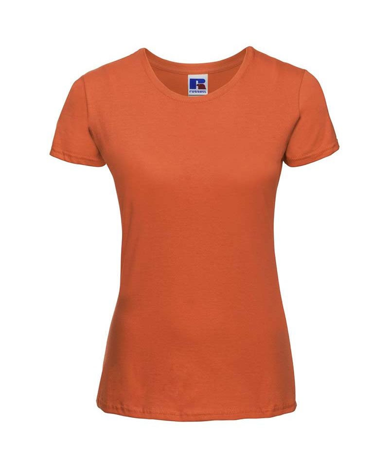 T-shirt Donna manica corta cotone girocollo costina leggermente sfiancata Russell JE155F 21 T-shirt-donna--manica-corta-cotone-girocollo-costina-leggermente-sfiancata-russell-je155f-arancione