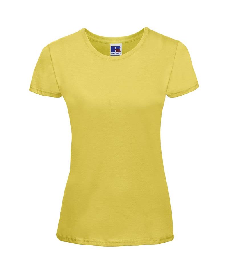 T-shirt Donna manica corta cotone girocollo costina leggermente sfiancata Russell JE155F 20 T-shirt-donna--manica-corta-cotone-girocollo-costina-leggermente-sfiancata-russell-je155f-giallo