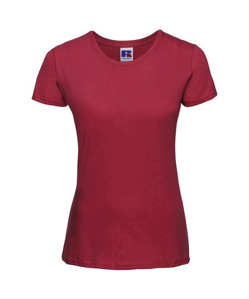 T-shirt Donna manica corta cotone girocollo costina leggermente sfiancata Russell JE155F 22 T-shirt-donna--manica-corta-cotone-girocollo-costina-leggermente-sfiancata-russell-je155f-rossa