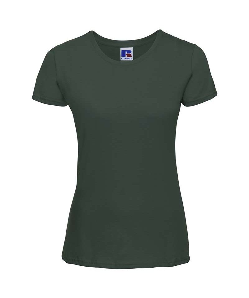 T-shirt Donna manica corta cotone girocollo costina leggermente sfiancata Russell JE155F 32 T-shirt-donna--manica-corta-cotone-girocollo-costina-leggermente-sfiancata-russell-je155f-verde-bottiglia