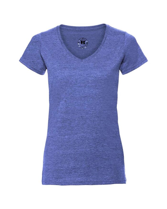 T-shirt-manica-corta-scollo-a-V-Russell-je166f-azzurro