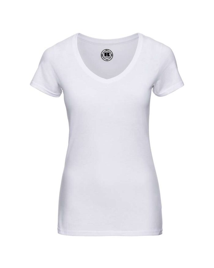 T-shirt-manica-corta-scollo-a-V-Russell-je166f-bianco