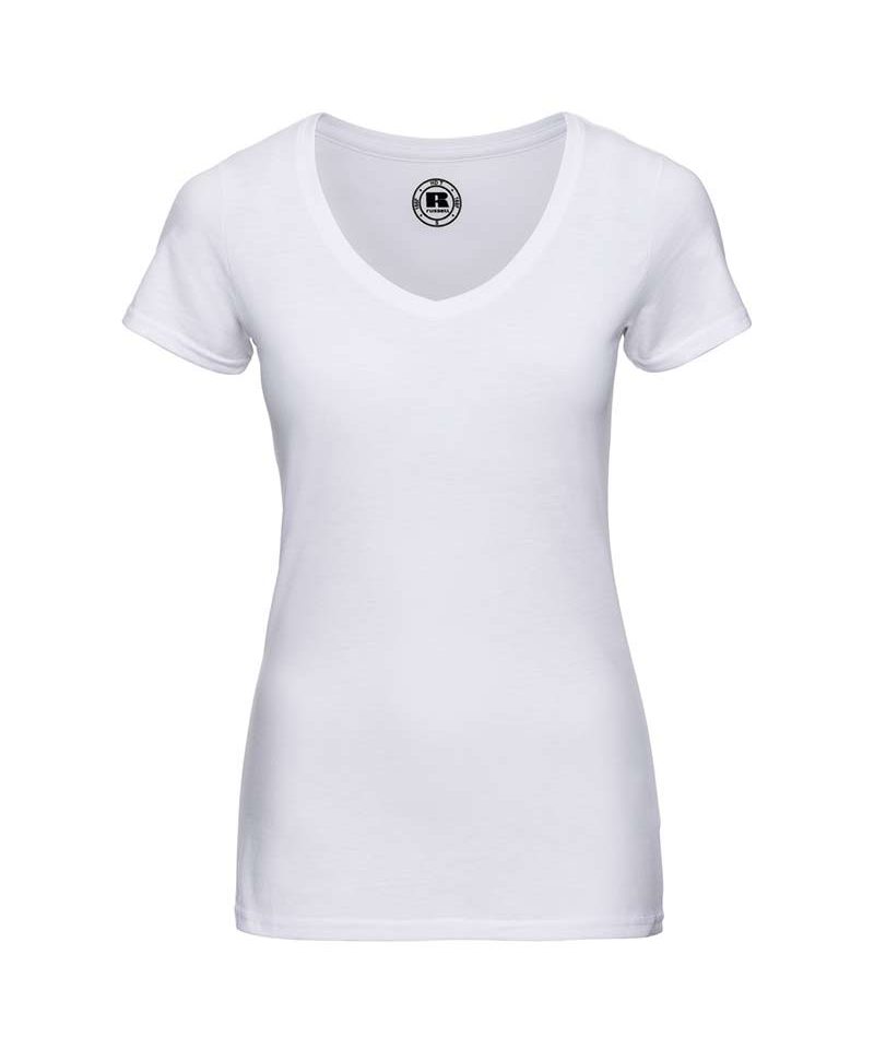 T-shirt Donna manica corta scollo a V Russell JE166F 12 T-shirt-manica-corta-scollo-a-V-Russell-je166f-bianco