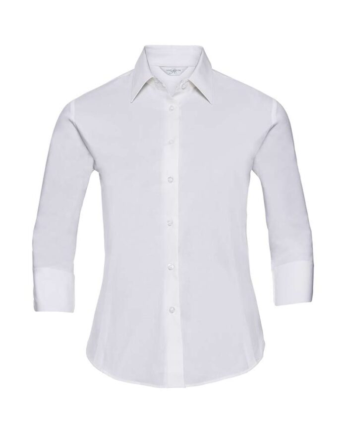 Camicia-Donna-elegante-colletto-semiaperto---Manica-3-4-Russel-JE946F-bianca