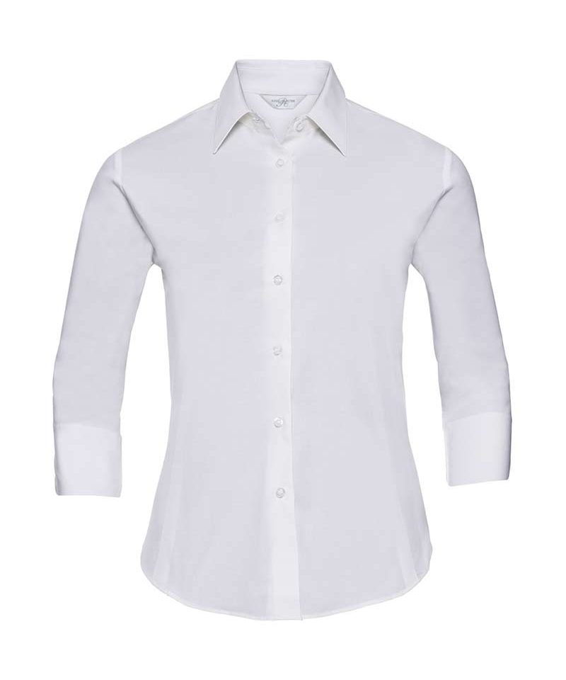 Camicia-Donna-elegante-colletto-semiaperto---Manica-3-4-Russel-JE946F-bianca