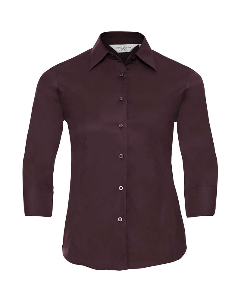 Camicia Donna elegante colletto semiaperto Manica 3/4 Russell JE946F 6 Camicia-Donna-elegante-colletto-semiaperto---Manica-3-4-Russel-JE946F-bordeaux