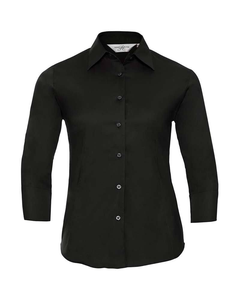 Camicia Donna elegante colletto semiaperto Manica 3/4 Russell JE946F 4 Camicia-Donna-elegante-colletto-semiaperto---Manica-3-4-Russel-JE946F-nera