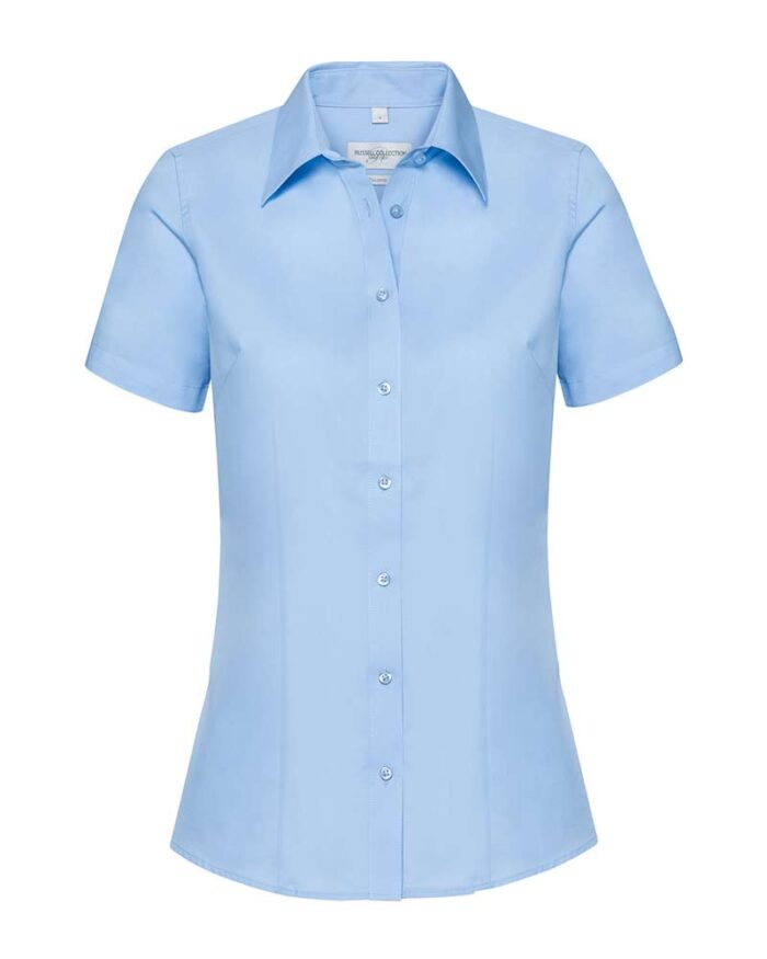 Camicia-Donna-maniche-corte-raffinat-look-chambray-Russell-JE973F-azzurro-cielo