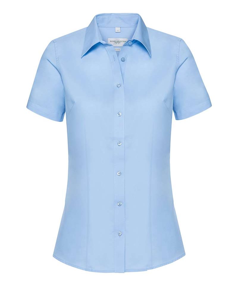 Camicia-Donna-maniche-corte-raffinat-look-chambray-Russell-JE973F-azzurro-cielo