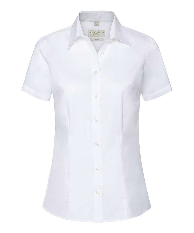 Camicia Donna maniche corte raffinat look chambray Russell JE973F 6 Camicia-Donna-maniche-corte-raffinat-look-chambray-Russell-JE973F-bianca