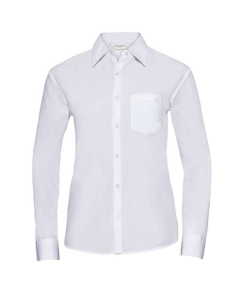 Camicia Donna colletto classico con stecche manica lunga Russell JE934F 12 Camicia-Donna-popeline-colletto-classico-con-stecche-manica-lunga-Russell-JE934F-bianco