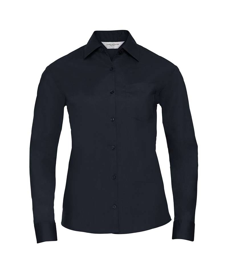 Camicia Donna colletto classico con stecche manica lunga Russell JE934F 13 Camicia-Donna-popeline-colletto-classico-con-stecche-manica-lunga-Russell-JE934F-blu-navy