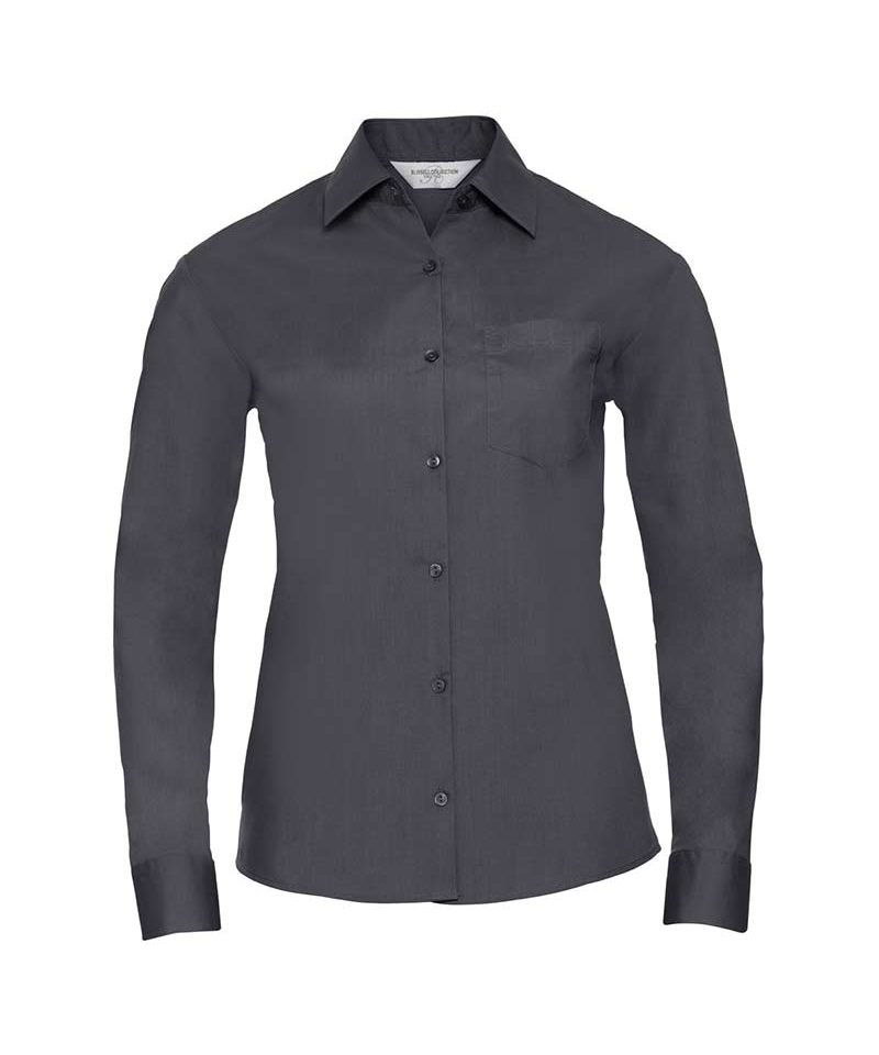 Camicia Donna colletto classico con stecche manica lunga Russell JE934F 15 Camicia-Donna-popeline-colletto-classico-con-stecche-manica-lunga-Russell-JE934F-grigio