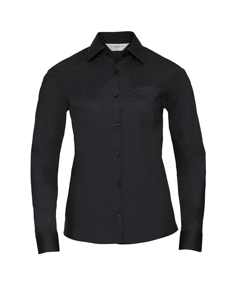 Camicia Donna colletto classico con stecche manica lunga Russell JE934F 16 Camicia-Donna-popeline-colletto-classico-con-stecche-manica-lunga-Russell-JE934F-nero