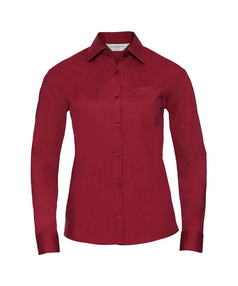 Camicia Donna colletto classico con stecche manica lunga Russell JE934F 17 Camicia-Donna-popeline-colletto-classico-con-stecche-manica-lunga-Russell-JE934F-rosso
