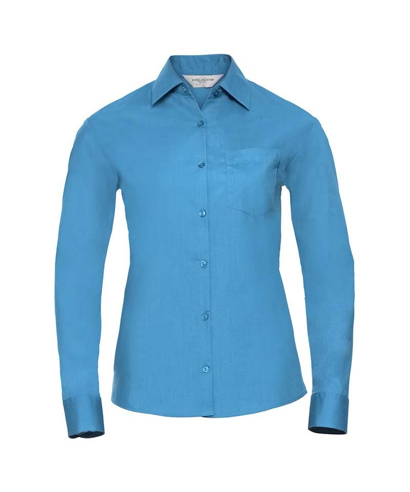 Camicia Donna colletto classico con stecche manica lunga Russell JE934F 18 Camicia-Donna-popeline-colletto-classico-con-stecche-manica-lunga-Russell-JE934F-turchese