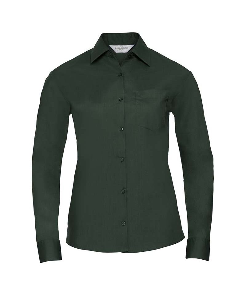 Camicia Donna colletto classico con stecche manica lunga Russell JE934F 19 Camicia-Donna-popeline-colletto-classico-con-stecche-manica-lunga-Russell-JE934F-verde-bottiglia