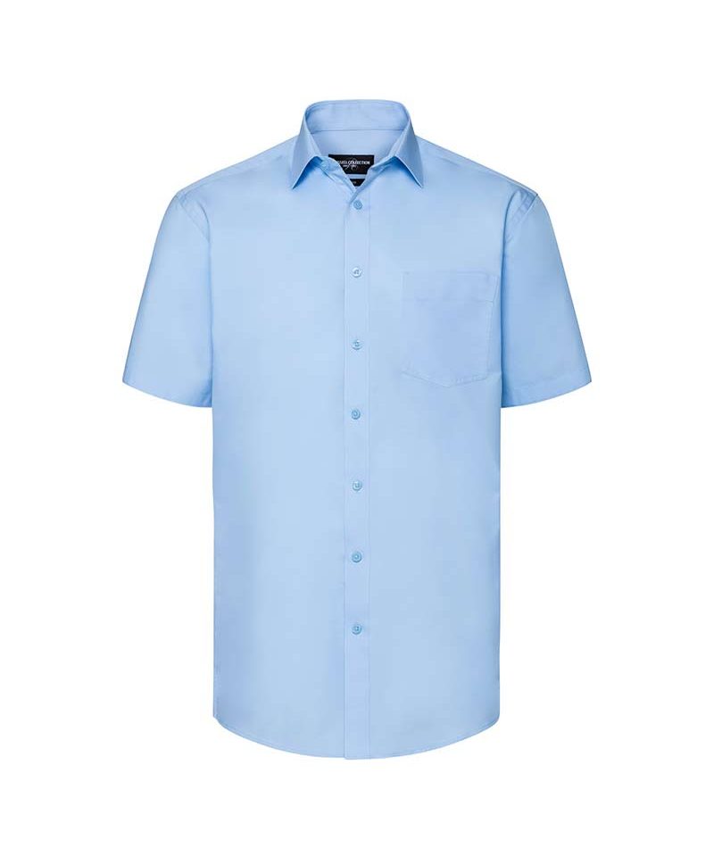 Camicia-Uomo-maniche-corte-raffinat-look-chambray-Russell-JE973M-azzurra-cielo