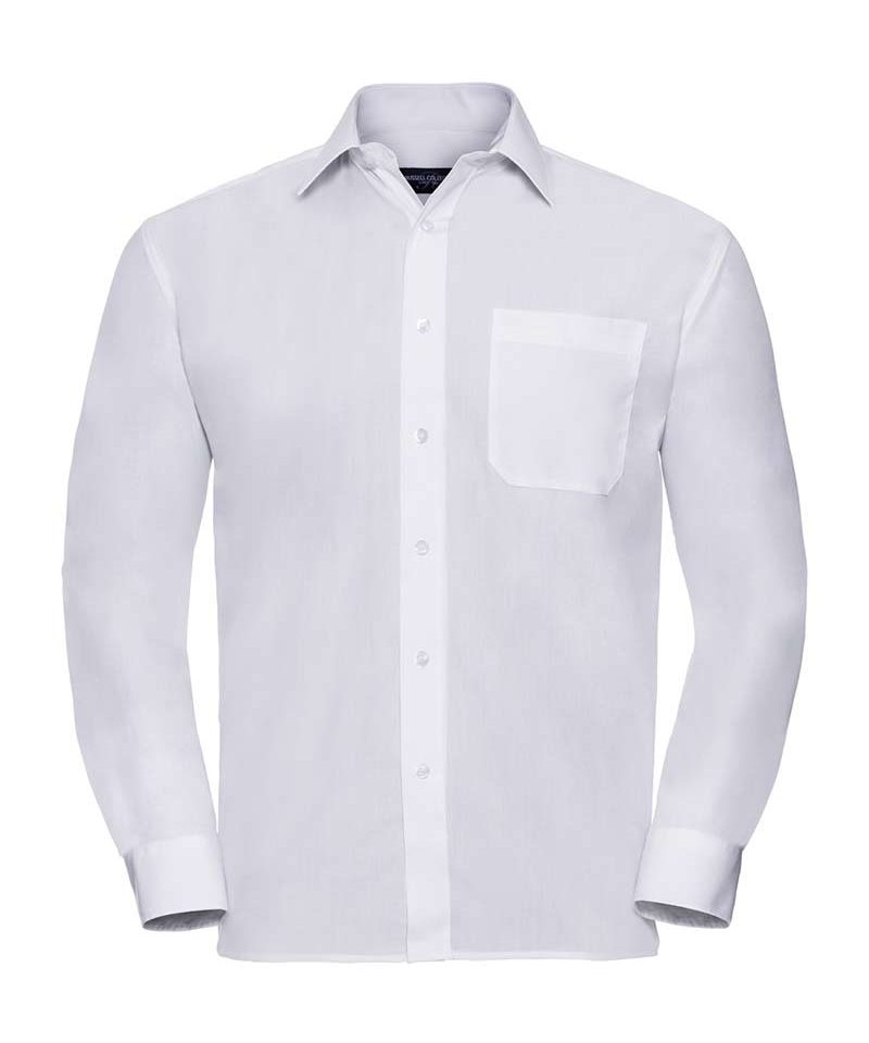 Camicia Uomo popeline colletto classico con stecche taschino lato cuore maniche lunghe Russell JE934M 12 Camicia-Uomo-popeline-colletto-classico-con-stecche-taschino-lato-cuore-maniche-lunghe-Russell-JE934M-bianco