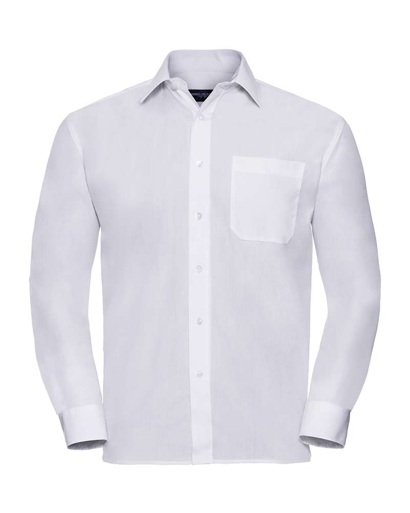 Camicia Uomo popeline colletto classico con stecche taschino lato cuore maniche lunghe Russell JE934M 4 Camicia-Uomo-popeline-colletto-classico-con-stecche-taschino-lato-cuore-maniche-lunghe-Russell-JE934M-bianco