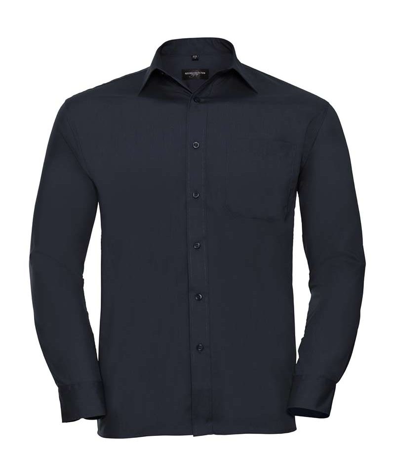 Camicia Uomo popeline colletto classico con stecche taschino lato cuore maniche lunghe Russell JE934M 19 Camicia-Uomo-popeline-colletto-classico-con-stecche-taschino-lato-cuore-maniche-lunghe-Russell-JE934M-blu-navy