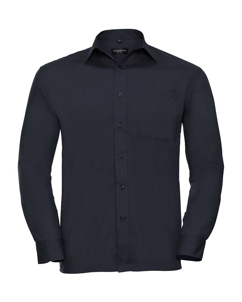 Camicia Uomo popeline colletto classico con stecche taschino lato cuore maniche lunghe Russell JE934M 11 Camicia-Uomo-popeline-colletto-classico-con-stecche-taschino-lato-cuore-maniche-lunghe-Russell-JE934M-blu-navy