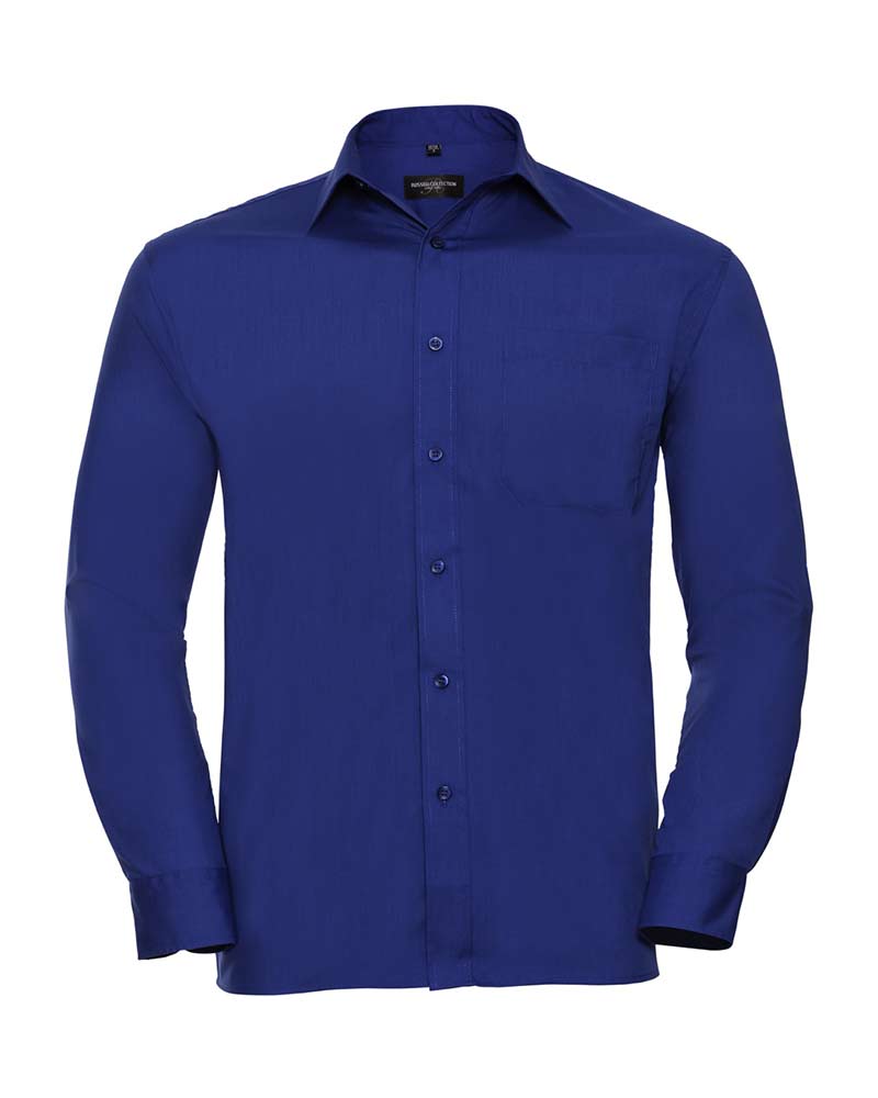 Camicia Uomo popeline colletto classico con stecche taschino lato cuore maniche lunghe Russell JE934M 10 Camicia-Uomo-popeline-colletto-classico-con-stecche-taschino-lato-cuore-maniche-lunghe-Russell-JE934M-blu-royal