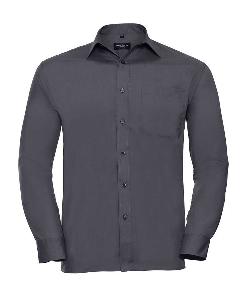 Camicia Uomo popeline colletto classico con stecche taschino lato cuore maniche lunghe Russell JE934M 16 Camicia-Uomo-popeline-colletto-classico-con-stecche-taschino-lato-cuore-maniche-lunghe-Russell-JE934M-grigio