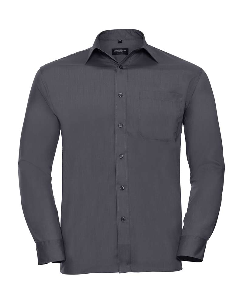 Camicia Uomo popeline colletto classico con stecche taschino lato cuore maniche lunghe Russell JE934M 8 Camicia-Uomo-popeline-colletto-classico-con-stecche-taschino-lato-cuore-maniche-lunghe-Russell-JE934M-grigio